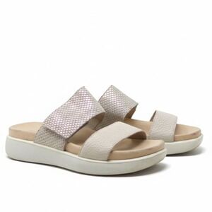 Romika Borneo 01 Women's Beige Leather Double Strap Slide Sandals 39EU / 8US